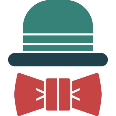 Ascot Glyph Çoklu Renk, Vektör İllüstrasyonu