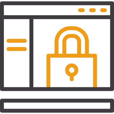 İnternet güvenlik kilidi simgesi ana hat biçiminde