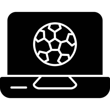 vektör çizim olarak futbol topu ve dizüstü bilgisayar