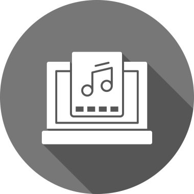 dizüstü bilgisayarı simgesi olan müzik çalar, vektör illüstrasyonu