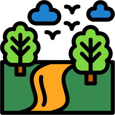 Peyzaj. Web simgesi basit illüstrasyon