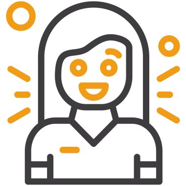 Kadın yüzü simgesi, vektör illüstrasyonu