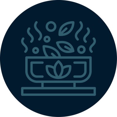 Yeşil Çay Hattı Çok Renkli, Vektör İllüstrasyonu