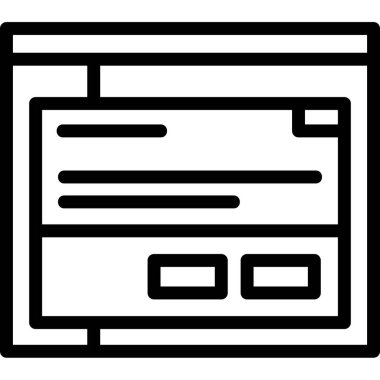 Tarayıcı pencere simgesi. Beyaz arkaplanda izole edilmiş web tasarımı için taslak tarayıcı pencere vektörü simgesi