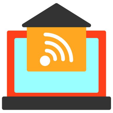 Bilgisayar vektör simgesi. Turuncu ve gri renkli basit biçim vektör bicolor simgesi, yuvarlak açılar, beyaz arkaplan.