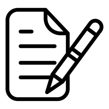 Kalem simgesi ana hatları vektörü yazılıyor. yazma kağıdı