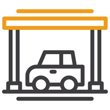 Araba servisi ikonu. Web için araba vektör simgelerinin özet çizimi