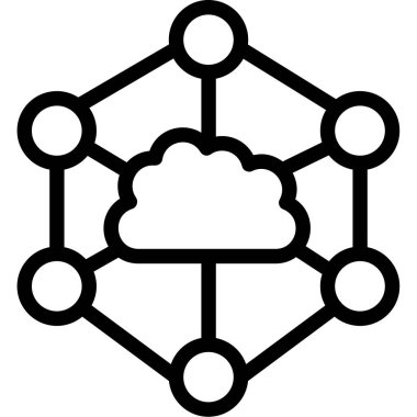 ağ bulut hesaplama simgesi ana hat biçiminde