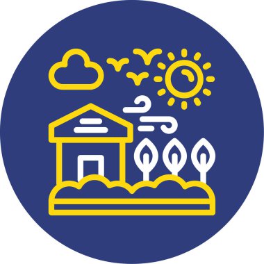 Bir ev ve güneş ikonu çizimi