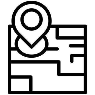 gps konum haritası simgesi ana hat biçiminde