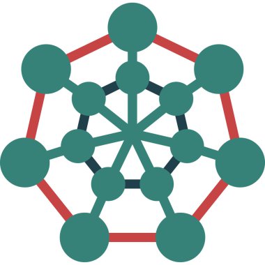 Bir ağ simgesinin kırmızı ve mavi vektör çizimi