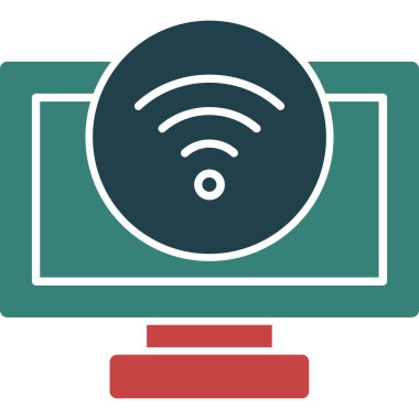Wi-Fi sinyali Glyph Çoklu Renk, Vektör İllüstrasyonu