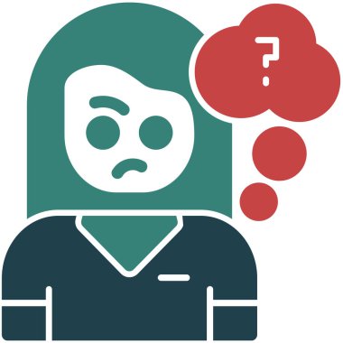 Soru işareti simgesine sahip üzgün kişi