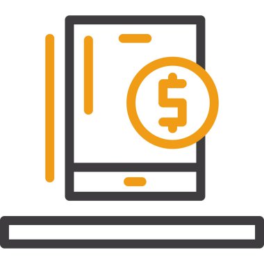 Para, para simgesi, vektör illüstrasyonlu dizüstü bilgisayar