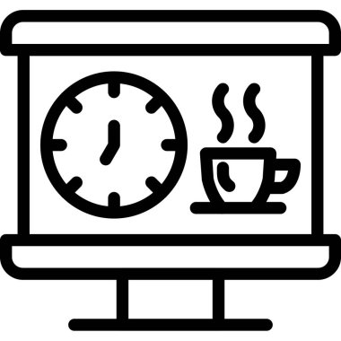 saat kahve saati simgesi ana hatları biçiminde