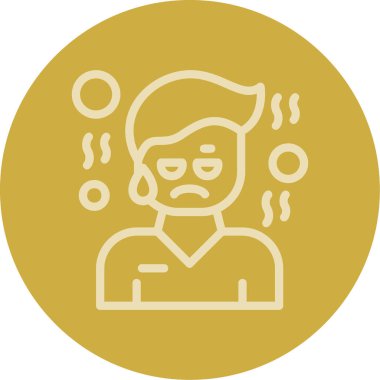 Kırık yüz çizgisi simgesi olan üzgün adam