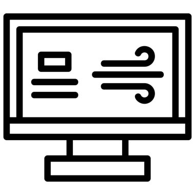 Bilgisayar monitörü ikon ana hatları vektörü. bilgisayar