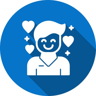 Kalp ikonu olan bir adamın vektör çizimi. aşk simgesi