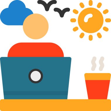 dizüstü bilgisayar kahve simgesi düz stil