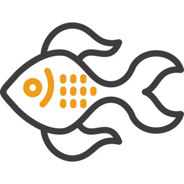 Balık vektör simgesi. bicolor düz sembol, turuncu ve gri renkler, yuvarlak açılar, beyaz arkaplan