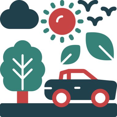 Güneşteki bir ağacın vektör çizimi