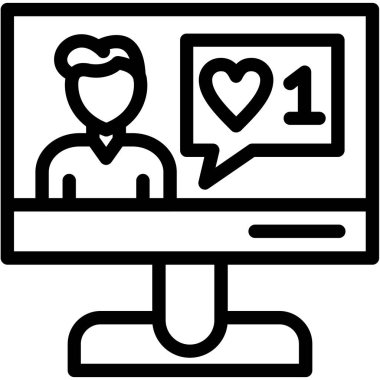 Video çağrı simgesi. Beyaz arkaplanda izole edilmiş web tasarımı için özet konferans vektör simgesi