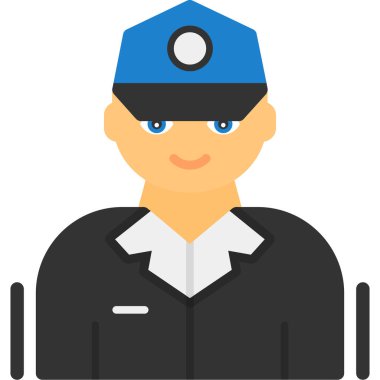 Polis adam düz simge, vektör illüstrasyon