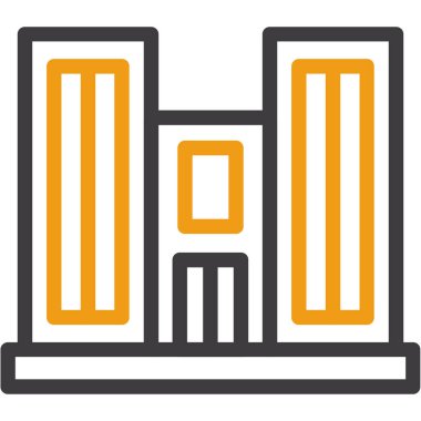 mimari yapı şehir simgesi doldurulmuş dış hat biçiminde