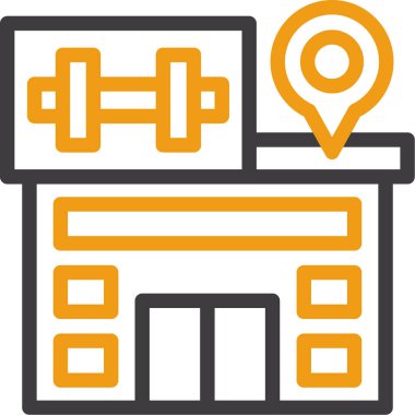 Spor salonu ikonu. Web için spor salonu vektör simgelerinin özet çizimi