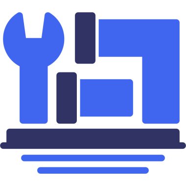 Servis vektör simgesini onar. biçim iki renkli düz sembol, düz mavi sembol, yuvarlak açılar, beyaz arkaplan.