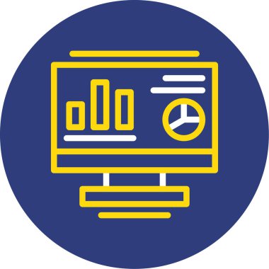 Grafik çizelgesi simgesi olan dizüstü bilgisayar, vektör illüstrasyonu