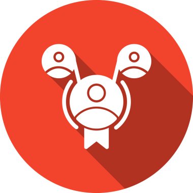 Beyaz zemin üzerinde kırmızı yay olan bir robotun vektör simgesi