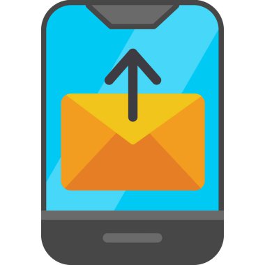 Mobil posta düz vektör simgesi