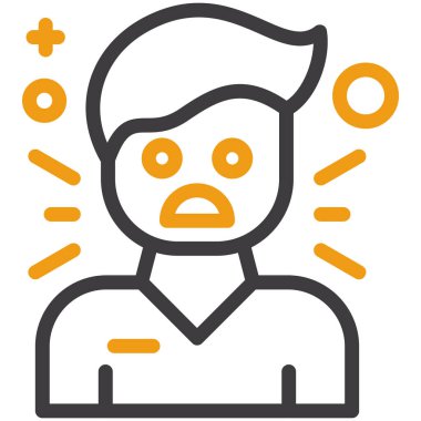 Soru işareti simgesi olan adam, ana hatlı vektör çizimi