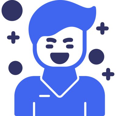 Yüzünde olumlu ifade olan bir adam, basit bir simge