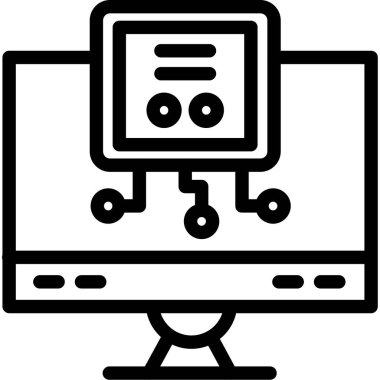 Ana hatlar biçiminde bilgisayar donanım simgesi