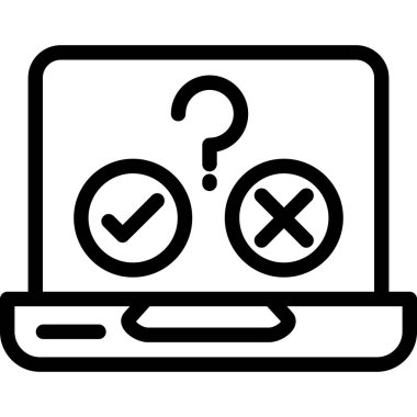 işaretli dizüstü bilgisayar ve işaret simgesi, vektör illüstrasyonu