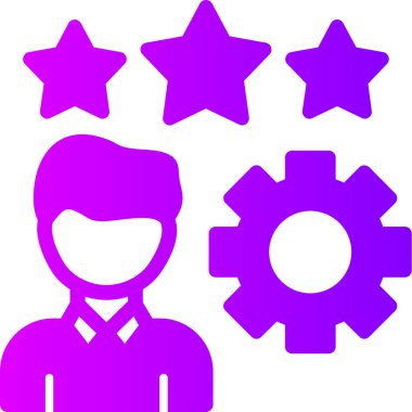 Müşteri hizmetleri ikonu. Vektör biçimi yuvarlak açılı düz ikonik sembol, mor renk, beyaz arkaplan.