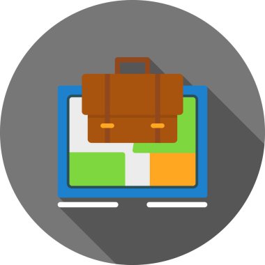 Evrak Çantası'nı düz simgesi, vektör, illüstrasyon