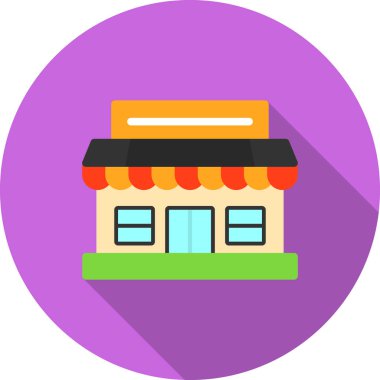 Market Düz Gölgesi, Vektör İllüstrasyonu