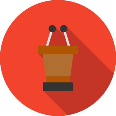 Daire gölgesi olan ofis masasının düz simgesi