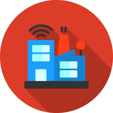 Fabrika düz simgesi, vektör illüstrasyonu.