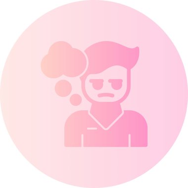 Yüzünde üzgün bir ifadeyle pembe bir çemberde sakallı ve kafası olan genç bir adam.