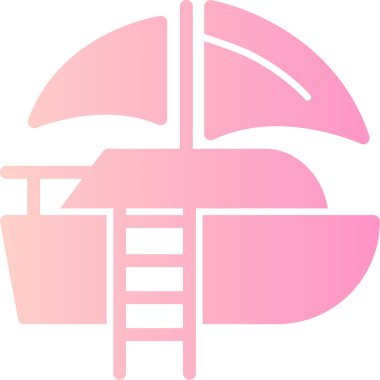 Pembe şemsiyeli bir kadının vektör çizimi