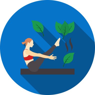 Yoga pozisyonu ve ağaç vektör çizimi tasarımı olan genç bir kadın.