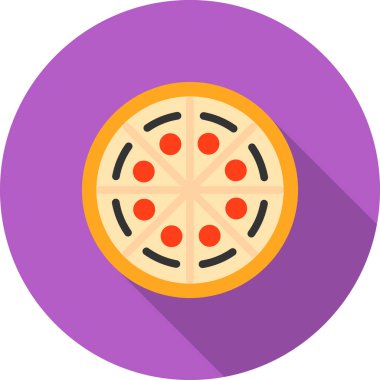 Pizza Düz Gölgesi, Vektör İllüstrasyonu