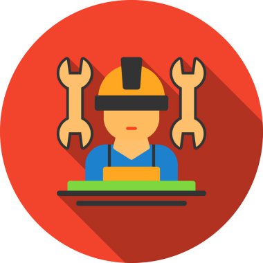 İnşaat işçisi düz simgesi