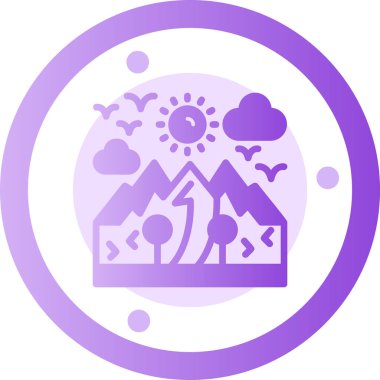 güzel dağ manzarası vektör çizgisi simgesi