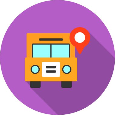 Otobüs Düz Gölgesi, Vektör İllüstrasyonu