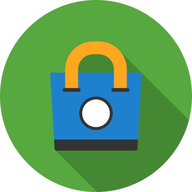 Alışveriş Torbası Düz Gölgesi, Vektör İllüstrasyonu